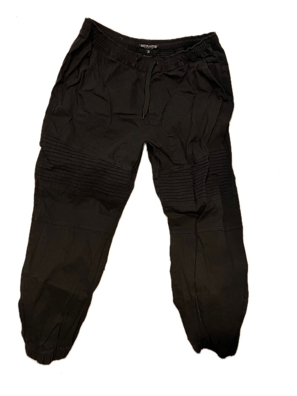 Free Planet Black Cuffed Ribbed Joggers/Chino Mens XXL